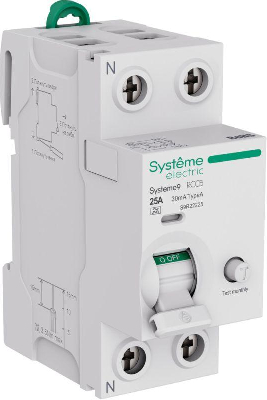 Выключатель дифференциального тока 2п 25А 30мА тип A ВДТ Systeme9 230В SE S9R22225